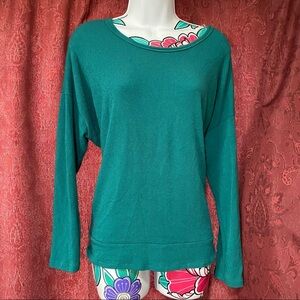 Francescas Teal Green Long Sleeve Twist Back Top